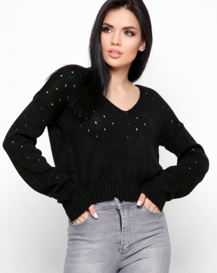 Чорний светр оверсайз 32610, Колір: Чорний, Розмір: ONE SIZE