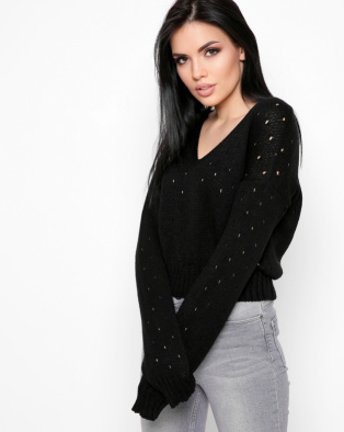 Чорний светр оверсайз 32610, Колір: Чорний, Розмір: ONE SIZE, зображення 3