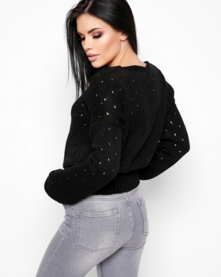 Чорний светр оверсайз 32610, Колір: Чорний, Розмір: ONE SIZE, зображення 6