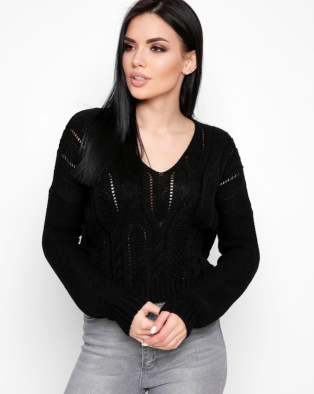 Стильный черный свитер с узором 32427, Цвет: Черный, Размер: ONE SIZE, изображение 2