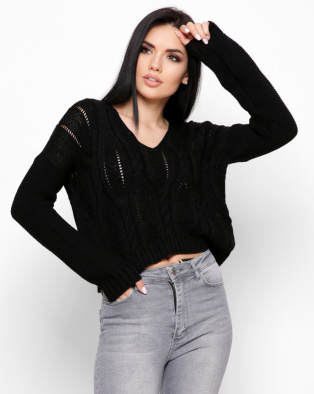 Стильный черный свитер с узором 32427, Цвет: Черный, Размер: ONE SIZE, изображение 3