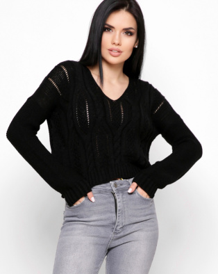 Стильный черный свитер с узором 32427, Цвет: Черный, Размер: ONE SIZE, изображение 4