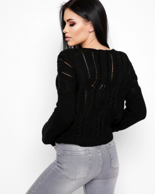 Стильный черный свитер с узором 32427, Цвет: Черный, Размер: ONE SIZE, изображение 5