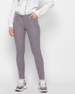 Стильные зауженные серые брюки-дудочки 27948, Цвет: Серый, Размер: XS