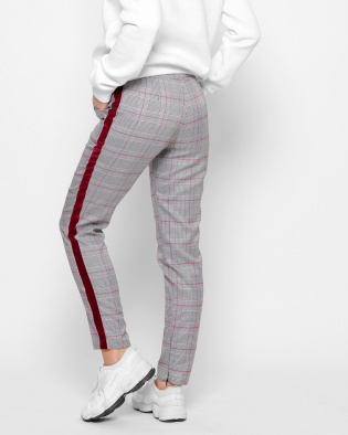 Сірі брюки у клітинку з лампасами 32821, Колір: Сірий, Розмір: XS, зображення 4