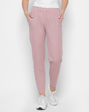 Однотонные розовые брюки на резинке 35506, Цвет: Светло-розовый, Размер: M, изображение 2