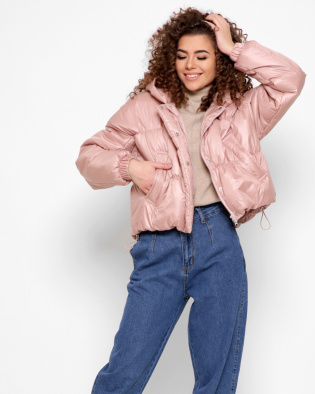 Легкая розовая куртка с капюшоном 40270, Цвет: Пудровый, Размер: S, изображение 3