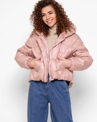 Легкая розовая куртка с капюшоном 40270, Цвет: Пудровый, Размер: S, изображение 4