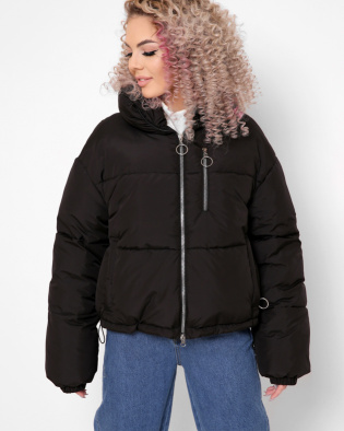 Модная черная куртка с высоким воротником 40788, Цвет: Черный, Размер: L, изображение 5