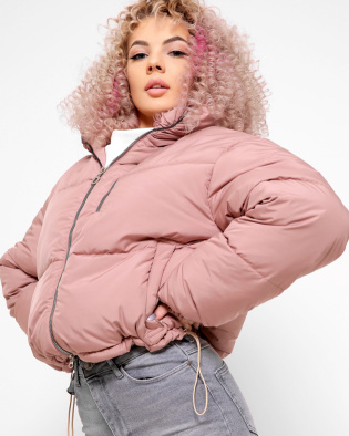 Модная розовая куртка с высоким воротником 40789, Цвет: Пудровый, Размер: XS, изображение 3