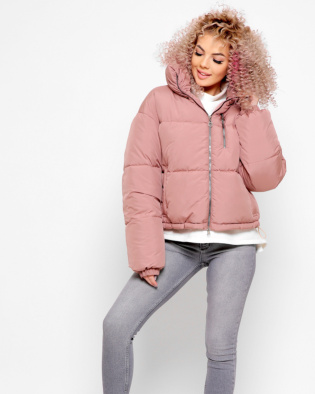 Модная розовая куртка с высоким воротником 40789, Цвет: Пудровый, Размер: XS, изображение 5