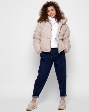 Модная бежевая куртка с высоким воротником 40790, Цвет: Бежевый, Размер: L, изображение 5