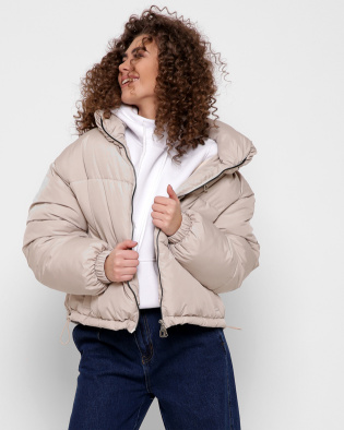 Модная бежевая куртка с высоким воротником 40790, Цвет: Бежевый, Размер: L, изображение 7