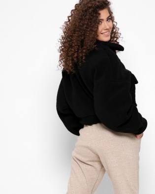 Чорна куртка із штучного хутра баранчика 40421, Колір: Чорний, Розмір: XS, зображення 2