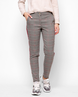 Бежеві брюки у клітинку з лампасами 32817, Колір: Бежевий, Розмір: XS, зображення 2