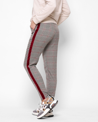 Бежеві брюки у клітинку з лампасами 32817, Колір: Бежевий, Розмір: XS, зображення 3