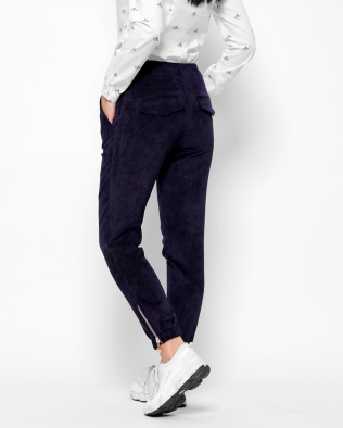 Синие женские брюки из вельвета 28686, Цвет: Синий, Размер: XS, изображение 2