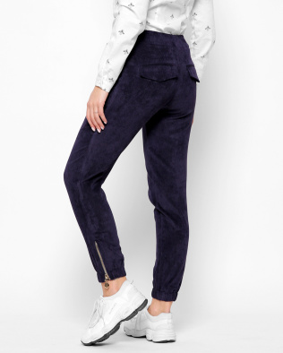 Синие женские брюки из вельвета 28686, Цвет: Синий, Размер: XS, изображение 3