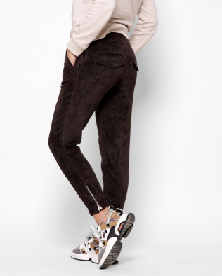 Женские шоколадные брюки из вельвета 28687, Цвет: Коричневый, Размер: XS, изображение 3