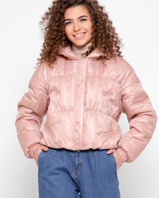 Легка рожева куртка з капюшоном 40270, Колір: Пудровий, Розмір: S
