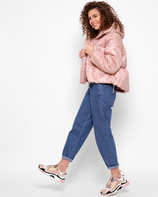 Легкая розовая куртка с капюшоном 40270, Цвет: Пудровый, Размер: S, изображение 2