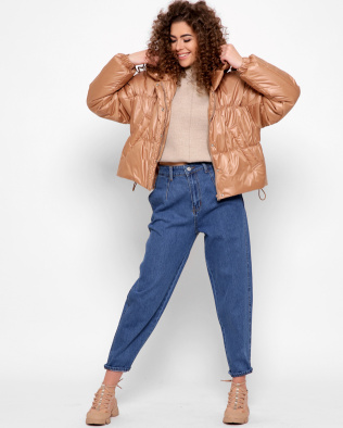 Легка куртка з капюшоном 56142, Колір: Т. бежевий, Розмір: M, зображення 4