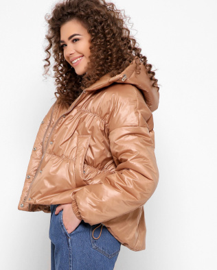 Легка куртка з капюшоном 56142, Колір: Т. бежевий, Розмір: M, зображення 6