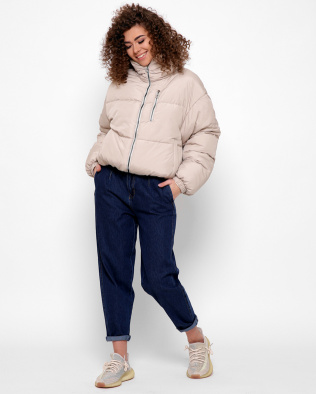 Модная бежевая куртка с высоким воротником 40790, Цвет: Бежевый, Размер: L, изображение 2