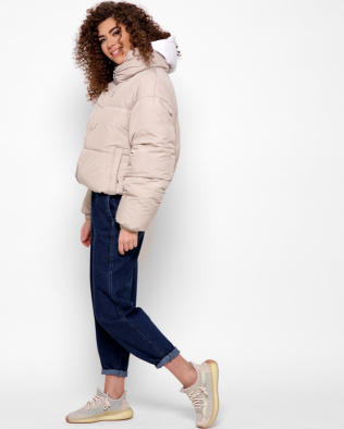 Модная бежевая куртка с высоким воротником 40790, Цвет: Бежевый, Размер: L, изображение 3