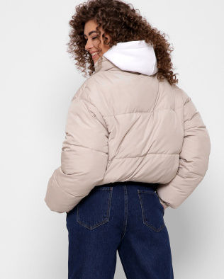 Модная бежевая куртка с высоким воротником 40790, Цвет: Бежевый, Размер: L, изображение 6