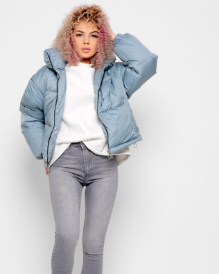 Модна блакитна куртка з високим коміром 40791, Колір: М'ята, Розмір: L, зображення 6