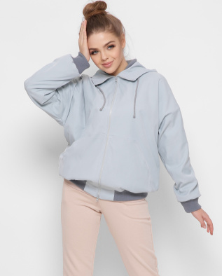 Голубой женский бомбер с капюшоном 41366, Цвет: Голубой, Размер: XS, изображение 2