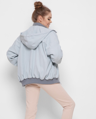 Голубой женский бомбер с капюшоном 41366, Цвет: Голубой, Размер: XS, изображение 6