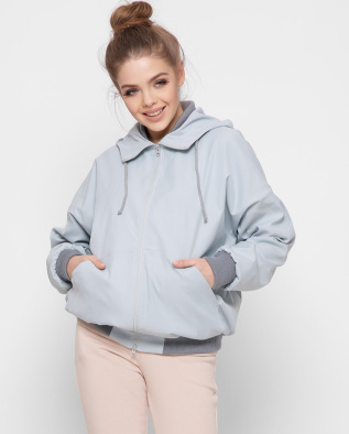 Голубой женский бомбер с капюшоном 41366, Цвет: Голубой, Размер: XS, изображение 7