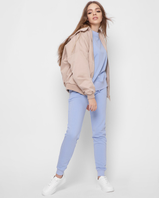 Бежевий жіночий бомбер з капюшоном 41367, Колір: Бежевий, Розмір: L, зображення 3