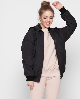 Чорний жіночий бомбер з капюшоном 41368, Колір: Чорний, Розмір: S, зображення 2
