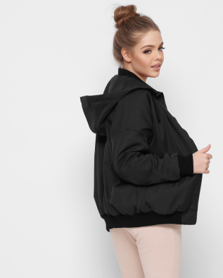 Чорний жіночий бомбер з капюшоном 41368, Колір: Чорний, Розмір: S, зображення 4