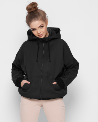 Чорний жіночий бомбер з капюшоном 41368, Колір: Чорний, Розмір: S, зображення 6