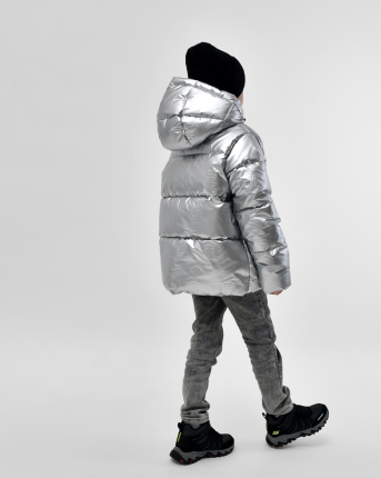 Серебристый пуховик с эффектом металлик для мальчиков 56137, Цвет: Серебрянный, Размер: 140 см, изображение 6