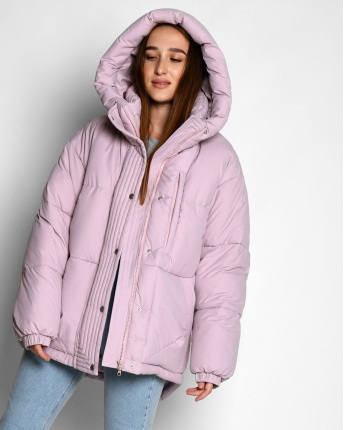 Зимова жіноча куртка з екопуху, колір рожевий 55218, Колір: Рожевий, Розмір: S