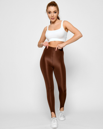 Коричневые леггинсы на резинках 48530, Цвет: Коричневый, Размер: XS