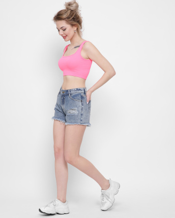 Джинсовые шорты с необработанным краем 43095, Цвет: Голубой, Размер: 26