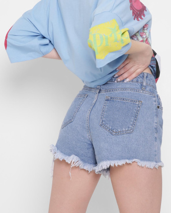 Синие мини-шорты 43096, Цвет: Синий, Размер: 26