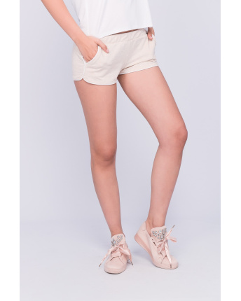Летние бежевые шорты из легкой ткани 33428, Цвет: Бежевый, Размер: S