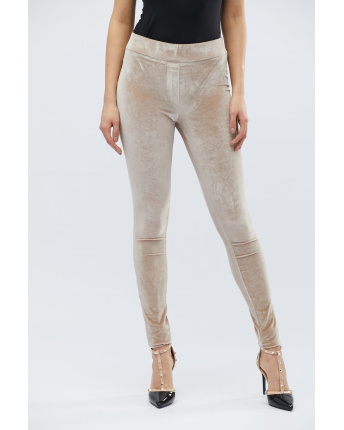 Стильные велюровые штаны 32492, Цвет: Бежевый, Размер: XS