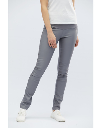 Облегающие леггинсы из эко-кожи 32493, Цвет: Серый, Размер: XS