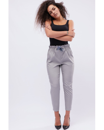 Серые брюки на резинке с завязкой 32549, Цвет: Серый, Размер: XS
