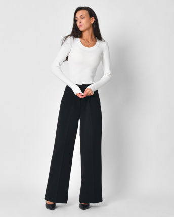 Жіночі чорні шерстяні штани 57134, Колір: Чорний, Розмір: S, зображення 3