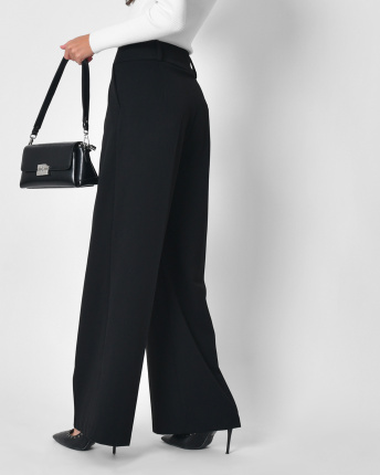 Жіночі чорні шерстяні штани 57134, Колір: Чорний, Розмір: S, зображення 4