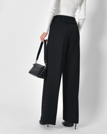 Жіночі чорні шерстяні штани 57134, Колір: Чорний, Розмір: S, зображення 6